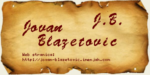 Jovan Blažetović vizit kartica
